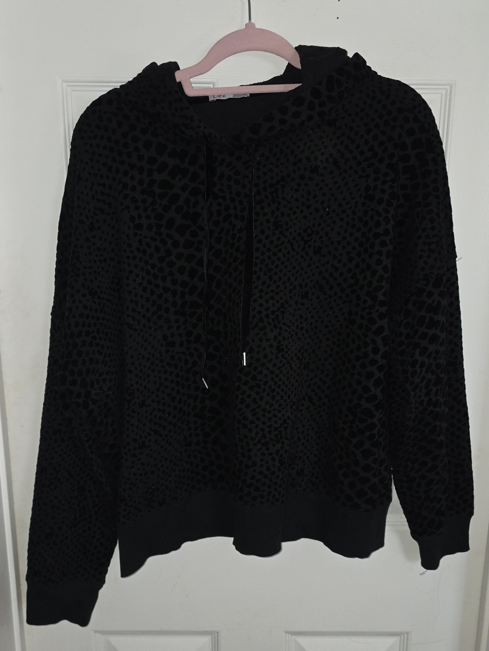 Dex Black Hoodie with velvet cheeta print